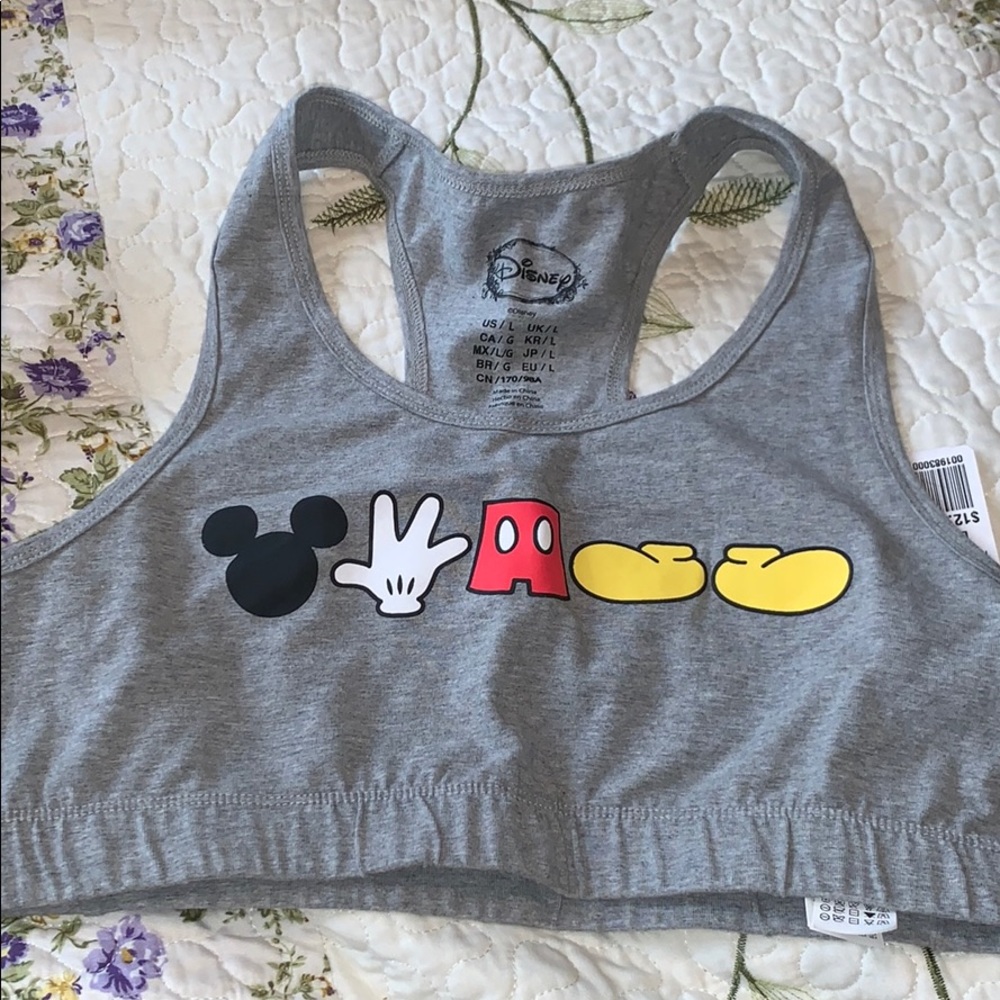 📌NWT MICKEY MOUSE SPORTS BRA TYPE CROPPED SHIRT.